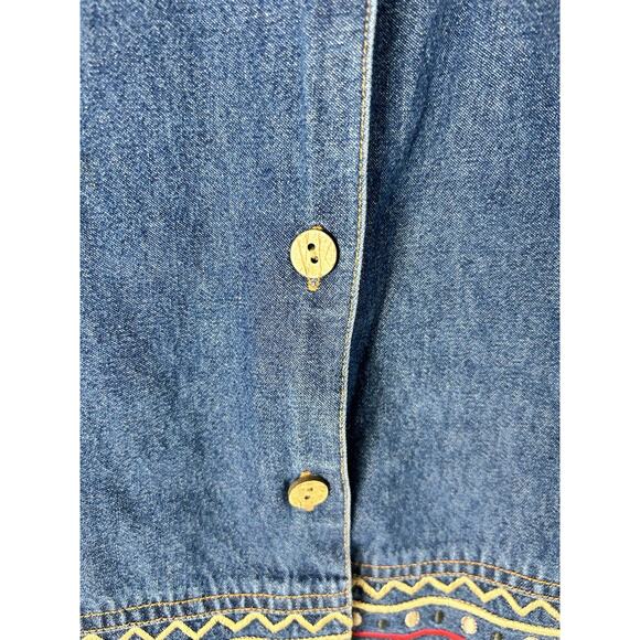 Mountain Lake Women’s Embroidered Denim Shirt Jacket Pattern Sz 2X Cottage Artsy - Picture 3 of 14